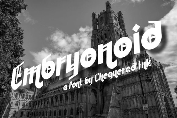 Embryonoid: A Gothic Display Font That Feels Like Stained Glass